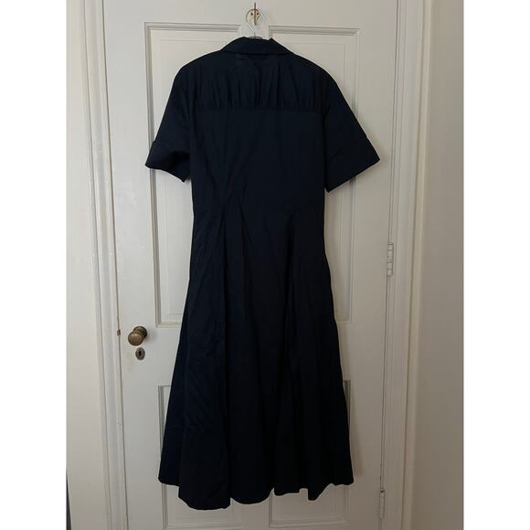 Club Monaco Poplin Navy Blue Midi Short Sleeve Shirt Dress - size 12 - Picture 4 of 10